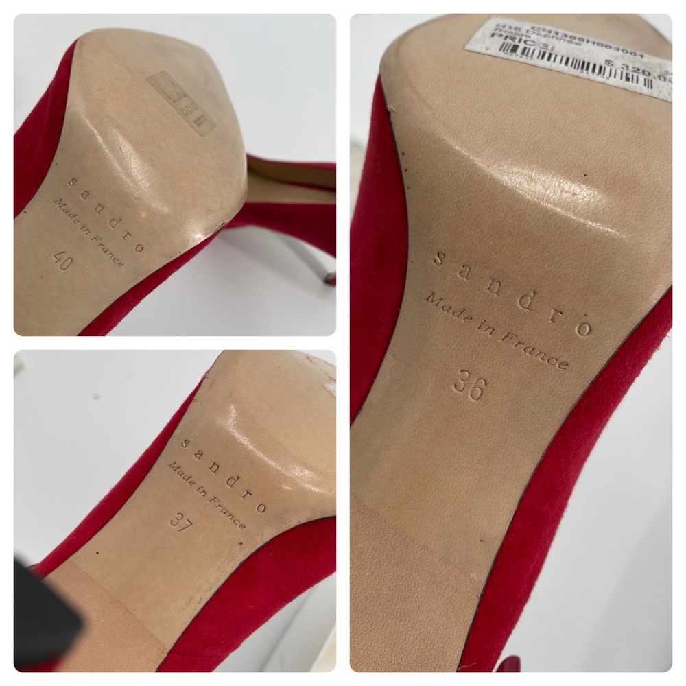 New Sandro Red Suede Pumps heels shoe size 7.5 , 6.5 - Picture 14 of 14